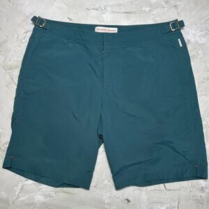 ORLEBAR BROWN DANE Swim Shorts SIZE 34 Dark Teal Trunks Liner Zip Pockets